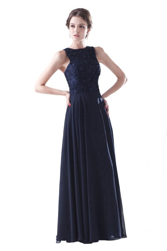A-Line Long Navy Blue Chiffon and Lace Beaded Prom Evening Formal Party Dresses ED010401 A-Line Long Navy Blue Chiffon and Lace Beaded Prom Evening Formal Party Dresses ED010401