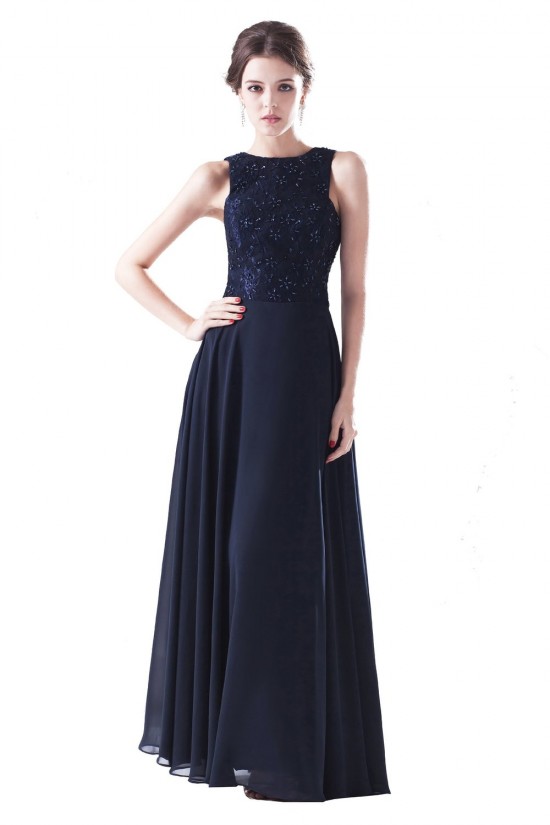 A-Line Long Navy Blue Chiffon and Lace Beaded Prom Evening Formal Party Dresses ED010401 A-Line Long Navy Blue Chiffon and Lace Beaded Prom Evening Formal Party Dresses ED010401