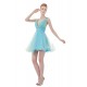 A-Line Short Blue Beaded Prom Evening Formal Party Dresses ED010404