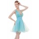 A-Line Short Blue Beaded Prom Evening Formal Party Dresses ED010404