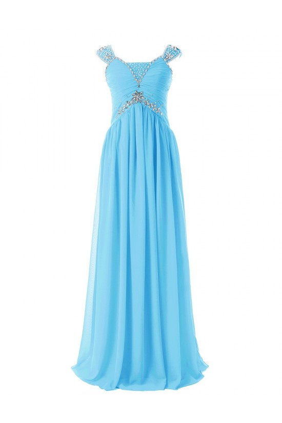 Sheath/Column Beaded Long Blue Chiffon Prom Evening Formal Party Dresses ED010409 Sheath/Column Beaded Long Blue Chiffon Prom Evening Formal Party Dresses ED010409