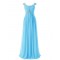 Sheath/Column Beaded Long Blue Chiffon Prom Evening Formal Party Dresses ED010409