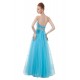 A-Line Sweetheart Beaded Long Blue Tulle Prom Evening Formal Party Dresses ED010416