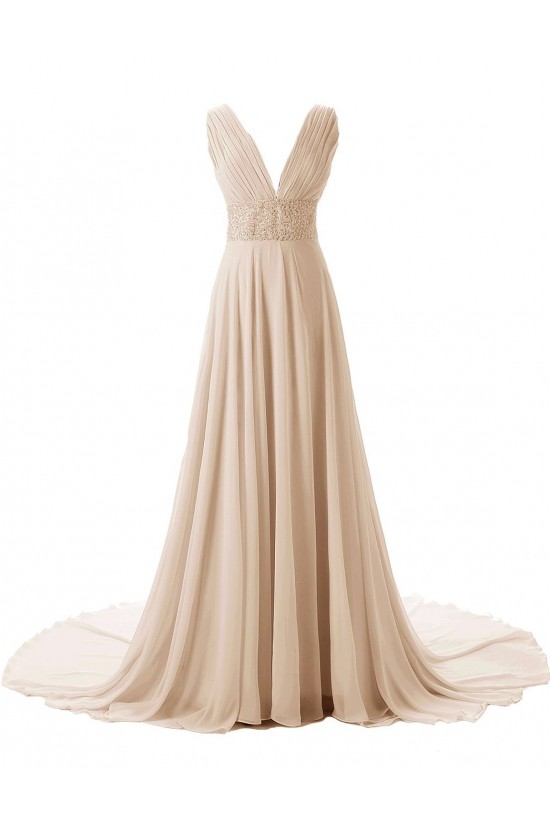 A-Line V-Neck Beaded Long Chiffon Prom Evening Formal Party Dresses ED010435 A-Line V-Neck Beaded Long Chiffon Prom Evening Formal Party Dresses ED010435