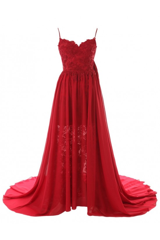 A-Line Spaghetti Strap Long Red Chiffon and Lace Prom Evening Formal Party Dresses ED010436 A-Line Spaghetti Strap Long Red Chiffon and Lace Prom Evening Formal Party Dresses ED010436