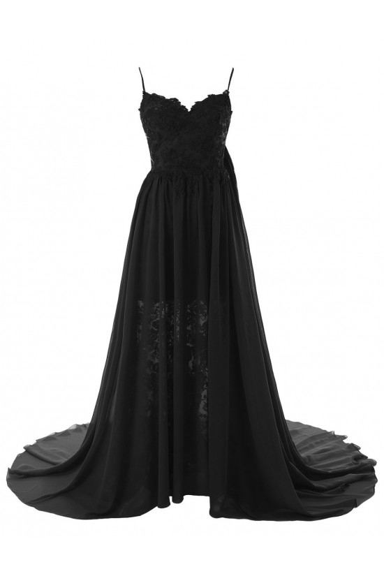 A-Line Spaghetti Strap Long Blue Chiffon and Lace Prom Evening Formal Party Dresses ED010438 A-Line Spaghetti Strap Long Blue Chiffon and Lace Prom Evening Formal Party Dresses ED010438