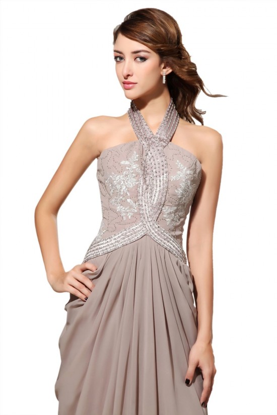 Sheath/Column Halter Beaded Long Chiffon Prom Evening Formal Party Dresses ED010449 Sheath/Column Halter Beaded Long Chiffon Prom Evening Formal Party Dresses ED010449