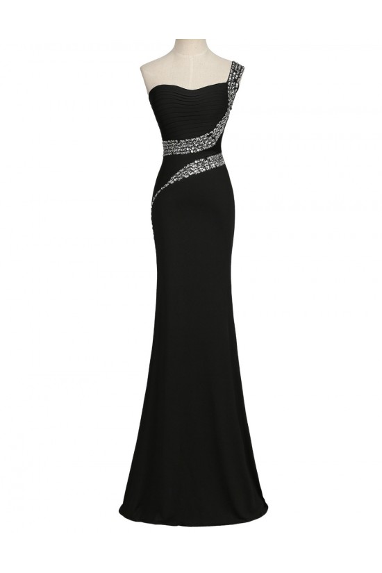 Trumpet/Mermaid One-Shoulder Beaded Long Black Prom Evening Formal Party Dresses ED010452 Trumpet/Mermaid One-Shoulder Beaded Long Black Prom Evening Formal Party Dresses ED010452