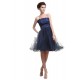 A-Line Strapless Beaded Short Blue Prom Evening Formal Party Dresses ED010459