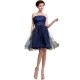 A-Line Strapless Beaded Short Blue Prom Evening Formal Party Dresses ED010459