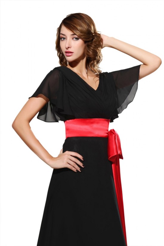 A-Line Short Sleeve Long Black Chiffon Prom Evening Formal Party Dresses ED010473 A-Line Short Sleeve Long Black Chiffon Prom Evening Formal Party Dresses ED010473