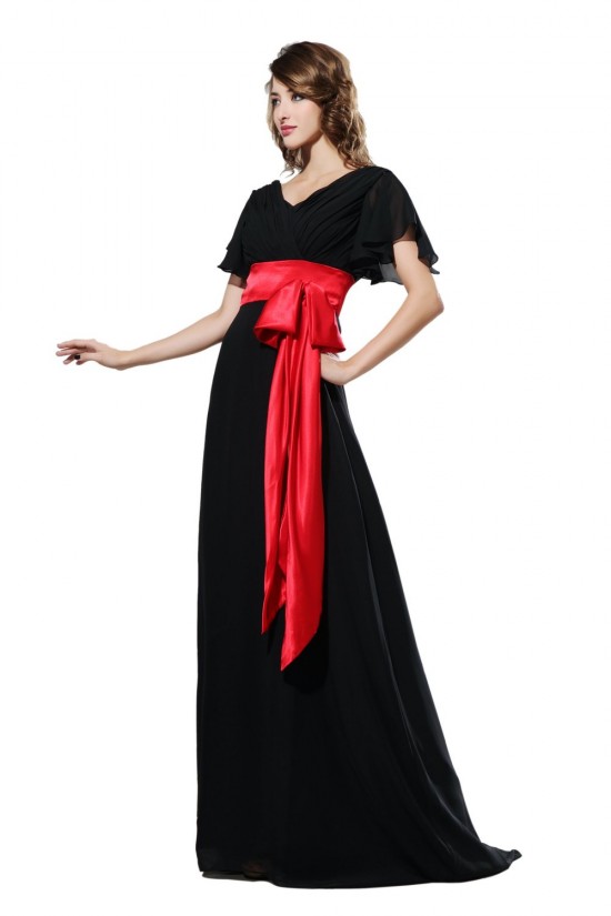 A-Line Short Sleeve Long Black Chiffon Prom Evening Formal Party Dresses ED010473 A-Line Short Sleeve Long Black Chiffon Prom Evening Formal Party Dresses ED010473