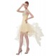 A-Line One-Shoulder Beaded Short Yellow Prom Evening Formal Party Dresses ED010484