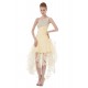 A-Line One-Shoulder Beaded Short Yellow Prom Evening Formal Party Dresses ED010484