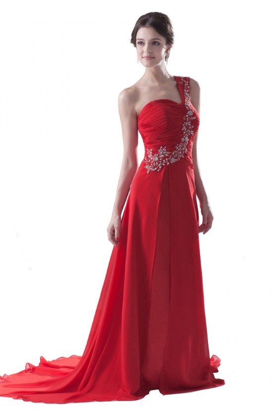 A-Line One-Shoulder Long Red Beaded Chiffon Prom Evening Formal Party Dresses ED010485 A-Line One-Shoulder Long Red Beaded Chiffon Prom Evening Formal Party Dresses ED010485