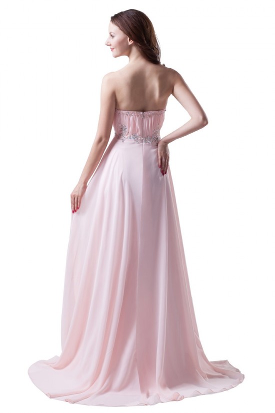 A-Line Strapless Beaded Long Pink Chiffon Prom Evening Formal Party Dresses ED010486 A-Line Strapless Beaded Long Pink Chiffon Prom Evening Formal Party Dresses ED010486