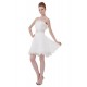 A-Line Strapless Pleated Short Beaded Chiffon Prom Evening Formal Party Dresses ED010493