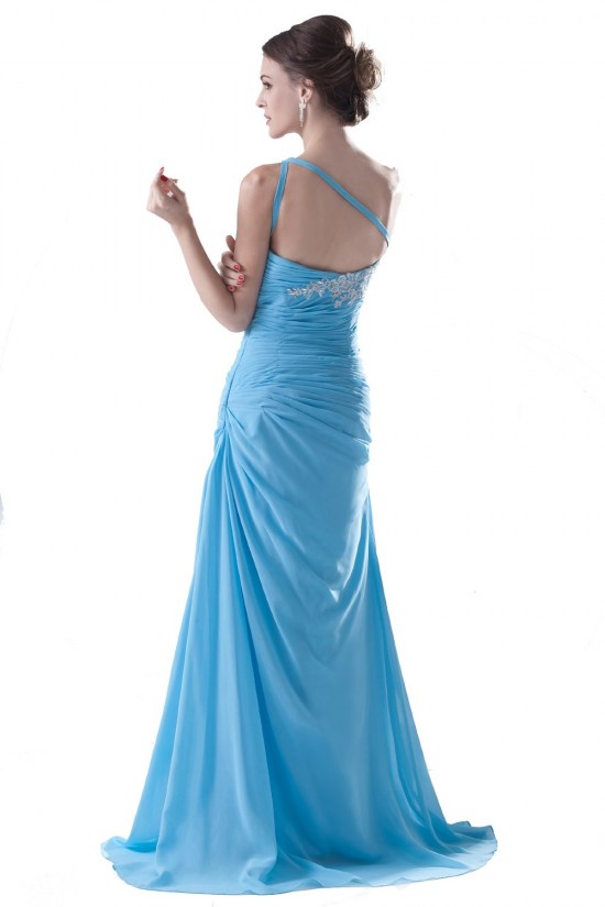 A-Line One-Shoulder Long Blue Pleated Chiffon Prom Evening Formal Party Dresses ED010497 A-Line One-Shoulder Long Blue Pleated Chiffon Prom Evening Formal Party Dresses ED010497