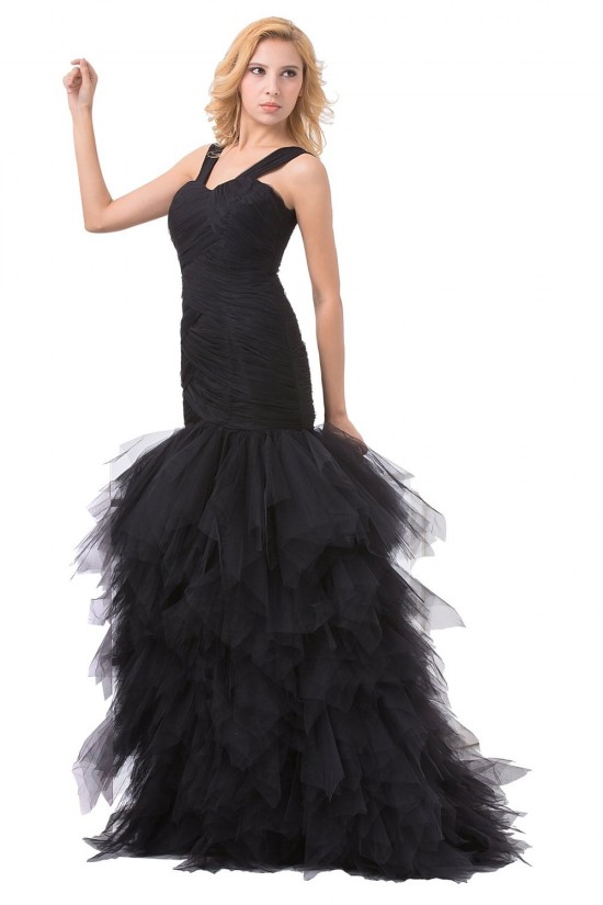 Trumpet/Mermaid Long Black Prom Evening Formal Party Dresses ED010510