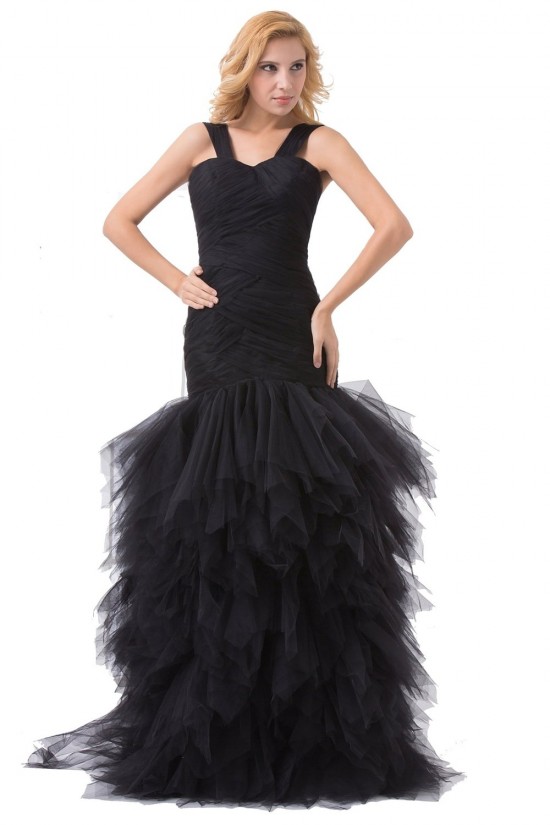 Trumpet/Mermaid Long Black Prom Evening Formal Party Dresses ED010510