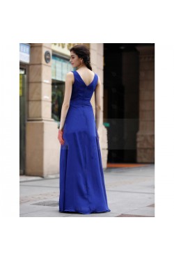 A-Line Beaded Long Blue Chiffon Prom Evening Formal Party Dresses ED010536