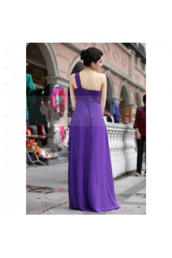 Empire One-Shoulder Beaded Long Purple Chiffon Prom Evening Formal Party Dresses/Maternity Evening Dresses ED010537