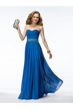 Gorgeous A line Strapless Pale Blue Chiffon Lace Beads Long Prom Dresses Formal Dress C4829 main image 1
