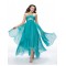 Empire High Low Strapless Beaded Long Blue Chiffon Prom Evening Formal Party Dresses/Maternity Evening Dresses ED010555