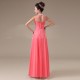 A-Line High Neck Beaded Long Chiffon Prom Evening Formal Party Dresses ED010559
