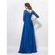A-Line V-Neck Half Sleeve Lace Long Blue Prom Evening Formal Party Dresses ED010592