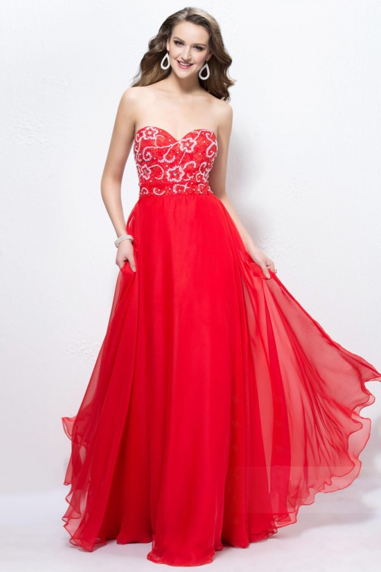 A-Line Sweetheart Beaded Long Red Chiffon Prom Evening Formal Party Dresses ED010593 A-Line Sweetheart Beaded Long Red Chiffon Prom Evening Formal Party Dresses ED010593