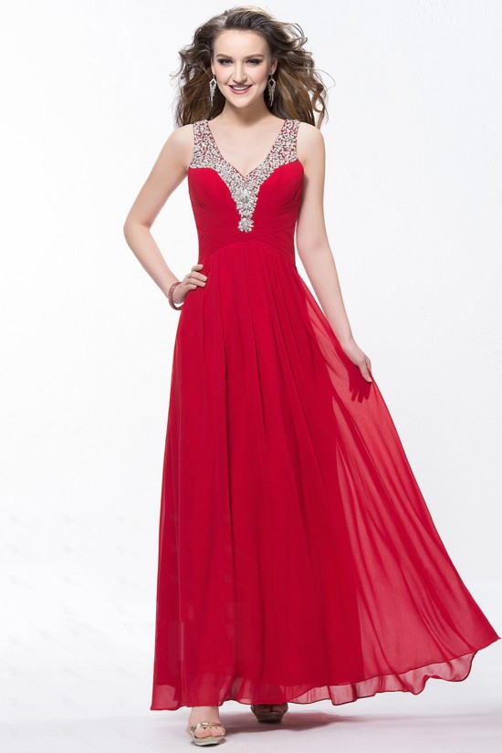 A-Line V-Neck Beaded Long Chiffon Prom Evening Formal Party Dresses ED010602 A-Line V-Neck Beaded Long Chiffon Prom Evening Formal Party Dresses ED010602
