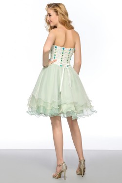 A-Line Strapless Short Beaded Prom Evening Cocktail Homecoming Party Dresses ED010627