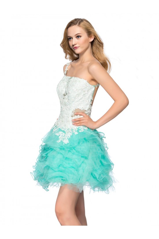 One-Shoulder Lace Appliques White Blue Beaded Prom Evening Cocktail Homecoming Party Dresses ED010637 One-Shoulder Lace Appliques White Blue Beaded Prom Evening Cocktail Homecoming Party Dresses ED010637