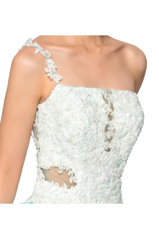 One-Shoulder Lace Appliques White Blue Beaded Prom Evening Cocktail Homecoming Party Dresses ED010637 One-Shoulder Lace Appliques White Blue Beaded Prom Evening Cocktail Homecoming Party Dresses ED010637