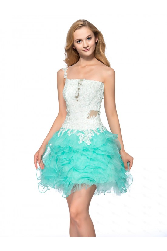 One-Shoulder Lace Appliques White Blue Beaded Prom Evening Cocktail Homecoming Party Dresses ED010637 One-Shoulder Lace Appliques White Blue Beaded Prom Evening Cocktail Homecoming Party Dresses ED010637