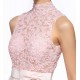 A-Line High-Neck Short Pink Applique Beaded Prom Evening Cocktail Homecoming Party Dresses ED010641