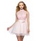 A-Line High-Neck Short Pink Applique Beaded Prom Evening Cocktail Homecoming Party Dresses ED010641