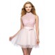 A-Line High-Neck Short Pink Applique Beaded Prom Evening Cocktail Homecoming Party Dresses ED010641