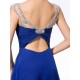 A-Line Bateau Beaded Long Blue Chiffon Prom Evening Formal Party Dresses ED010644