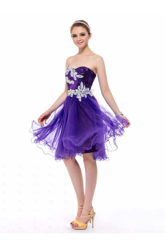A-Line Strapless Short Purple Sequin Prom Evening Formal Party Dresses ED010652 A-Line Strapless Short Purple Sequin Prom Evening Formal Party Dresses ED010652