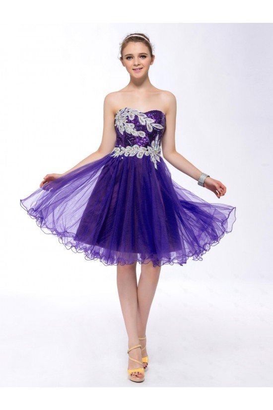 A-Line Strapless Short Purple Sequin Prom Evening Formal Party Dresses ED010652 A-Line Strapless Short Purple Sequin Prom Evening Formal Party Dresses ED010652