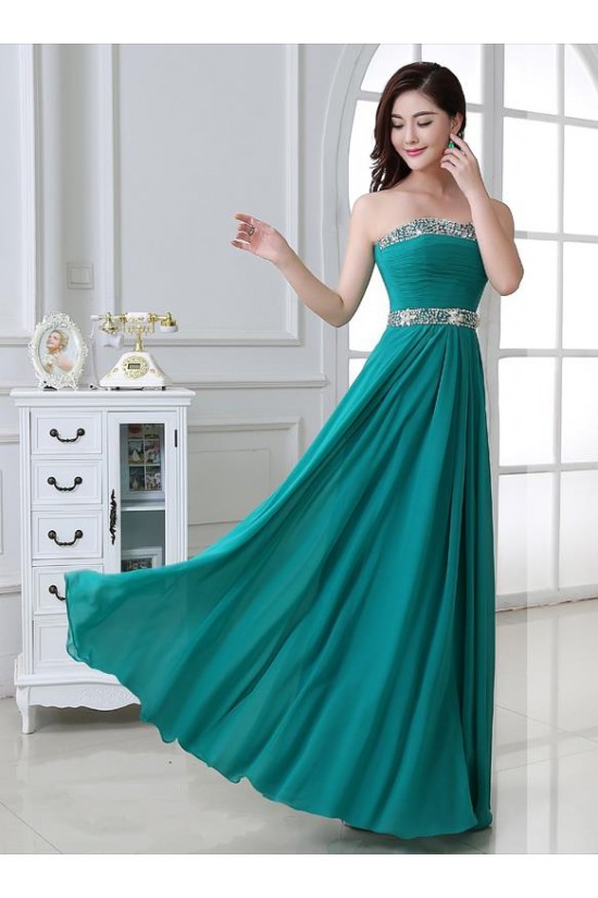 A-Line Strapless Beaded Long Chiffon Prom Evening Formal Party Dresses ED010663 A-Line Strapless Beaded Long Chiffon Prom Evening Formal Party Dresses ED010663