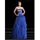 A-Line Strapless Beaded Long Blue Prom Evening Formal Party Dresses ED010672