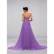 A-Line Sweetheart Beaded Long Purple Chiffon Prom Evening Formal Party Dresses ED010680