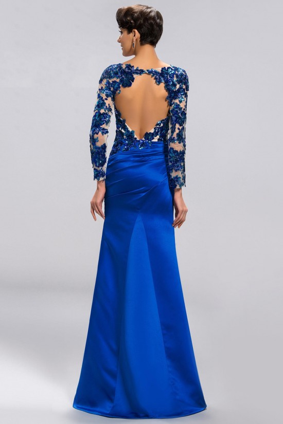 Trumpet/Mermaid Long Sleeves Long Blue Prom Evening Formal Party Dresses ED010685 Trumpet/Mermaid Long Sleeves Long Blue Prom Evening Formal Party Dresses ED010685