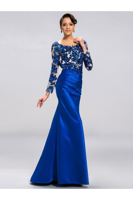 Trumpet/Mermaid Long Sleeves Long Blue Prom Evening Formal Party Dresses ED010685 Trumpet/Mermaid Long Sleeves Long Blue Prom Evening Formal Party Dresses ED010685
