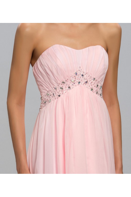 Empire Strapless Beaded Long Pink Chiffon Prom Evening Formal Party Dresses Maternity Evening Dresses ED010687 Empire Strapless Beaded Long Pink Chiffon Prom Evening Formal Party Dresses Maternity Evening Dresses ED010687