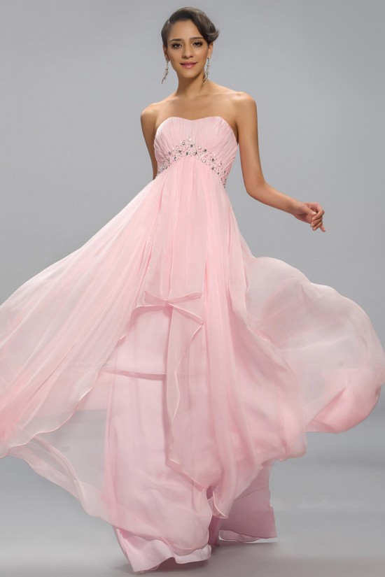 Empire Strapless Beaded Long Pink Chiffon Prom Evening Formal Party Dresses Maternity Evening Dresses ED010687 Empire Strapless Beaded Long Pink Chiffon Prom Evening Formal Party Dresses Maternity Evening Dresses ED010687