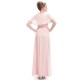 A-Line V-Neck Long Pink Chiffon Prom Evening Formal Party Dresses ED010697